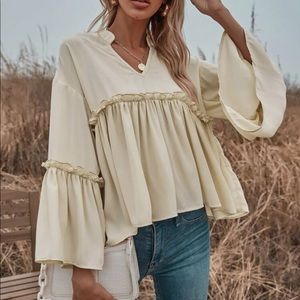 Nude Flowy Blouse